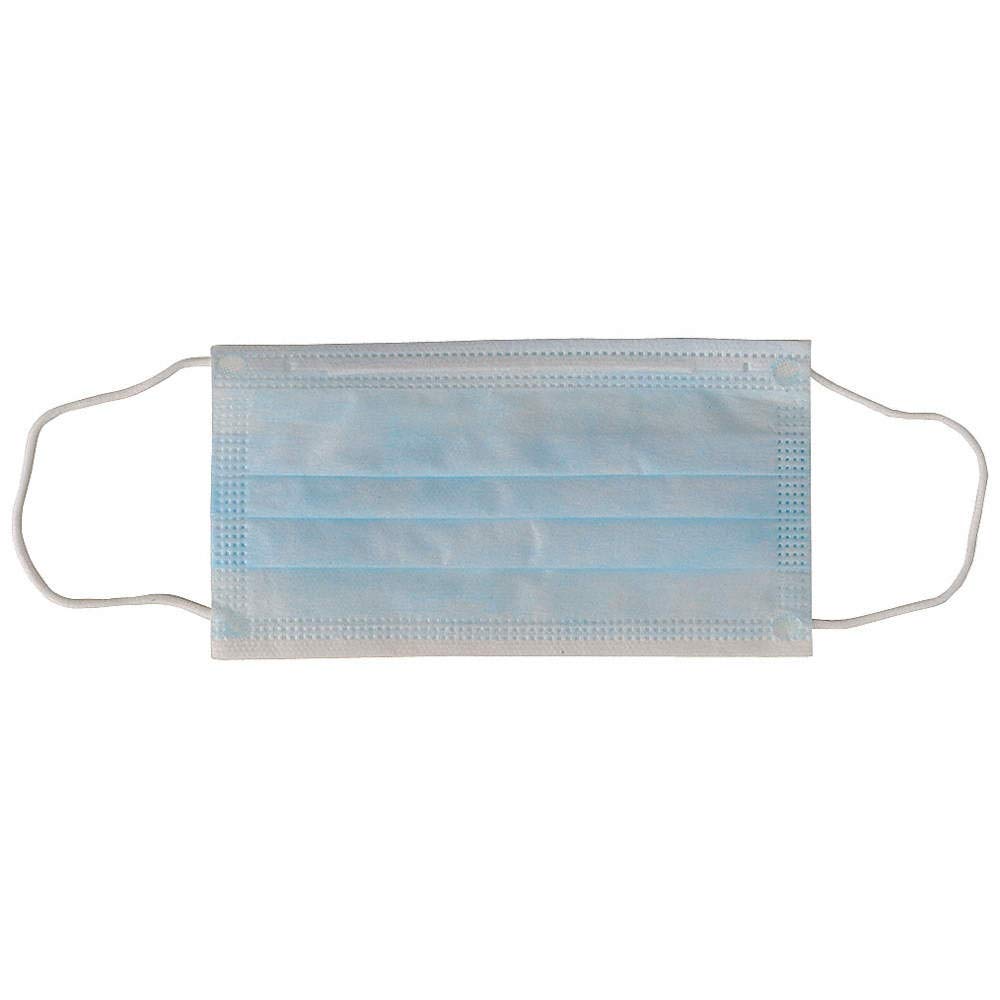 50 pc Flat Fold Face Mask, Ear Loops, Nose Clip Yes, Blue, Mask Size Universal, Individually packed Each Mask