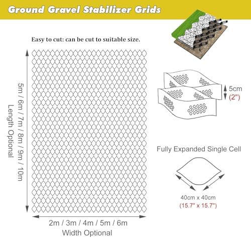 Dalles stabilisatrices de gravier robustes 5 cm structure alvéolée durable - 5