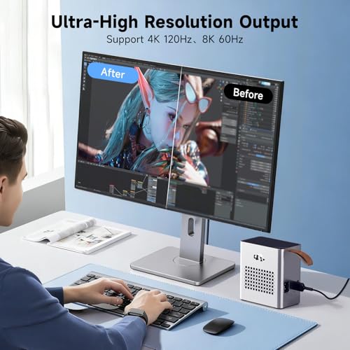 Image of Nimo eGPU Docking Station, AMD Radeon RX 7600M XT 8GB GDDR6 (120W), 80Gbps USB4 & OCuLink, 65W PD, 8K HDMI 2.1 DP 2.0, Portable External Graphics Enclosure for Laptop, Mini PC, Handheld Gaming
