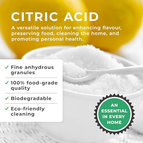 Grow Chem Citric Acid (1Kg Bucket) – Pure Anhydrous, Food Grade for Cleaning, Descaling, Food Preservation, Flavouring and making Bath Bombs.