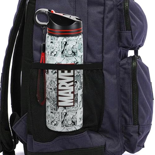Image of Marvel Official Comic Edition Stainless Steel Water Bottle | 750ml Leakproof BPA-Free Sipper Bottle with Bold Logo & Comic Print | Gym, Office, School & Travel