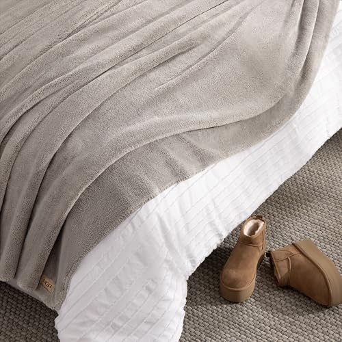 UGG Whitecap King Blanket, Plush Fleece, 110" x 90", Gray - image 4
