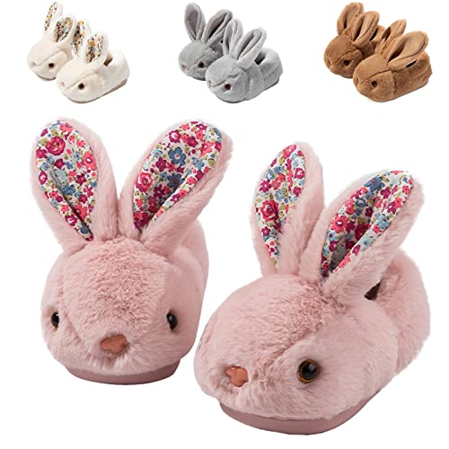 Chaussons Enfant Garçon Fille Chausson Lapin Peluche Souple Hiver Pantoufle d'intérieur Chaude et Antidérapante pour bébé Rose A 23/24 EU 160