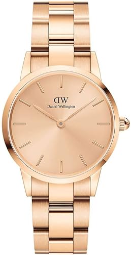 Daniel Wellington Iconic Link Unitone 1.102 in Reloj para mujer, acero inoxidable (316L) reloj de oro rosa para mujer, Unitona de oro rosa, Reloj de