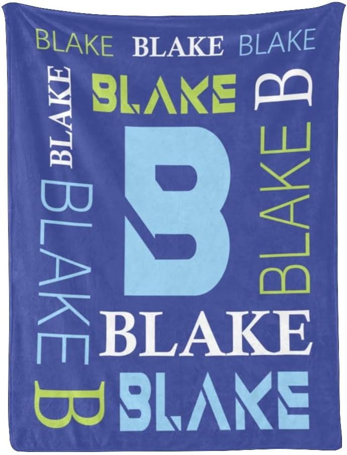 Baby Blanket with Name for Boys Girls, Custom Monogram Blankets with Contrast Color Design Text, Personalized Baby Blankets Receiving Baby Blanket Gifts for Shower Birthday