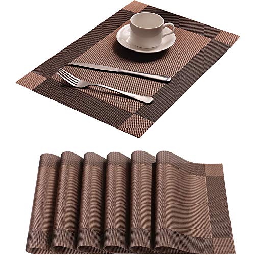 Yiaizhuo Table Placemats Dining Table Place Mats Set of 6 Heat Resistant Insulation Non-Slip Vinyl for Kitchen Dining Room 18
