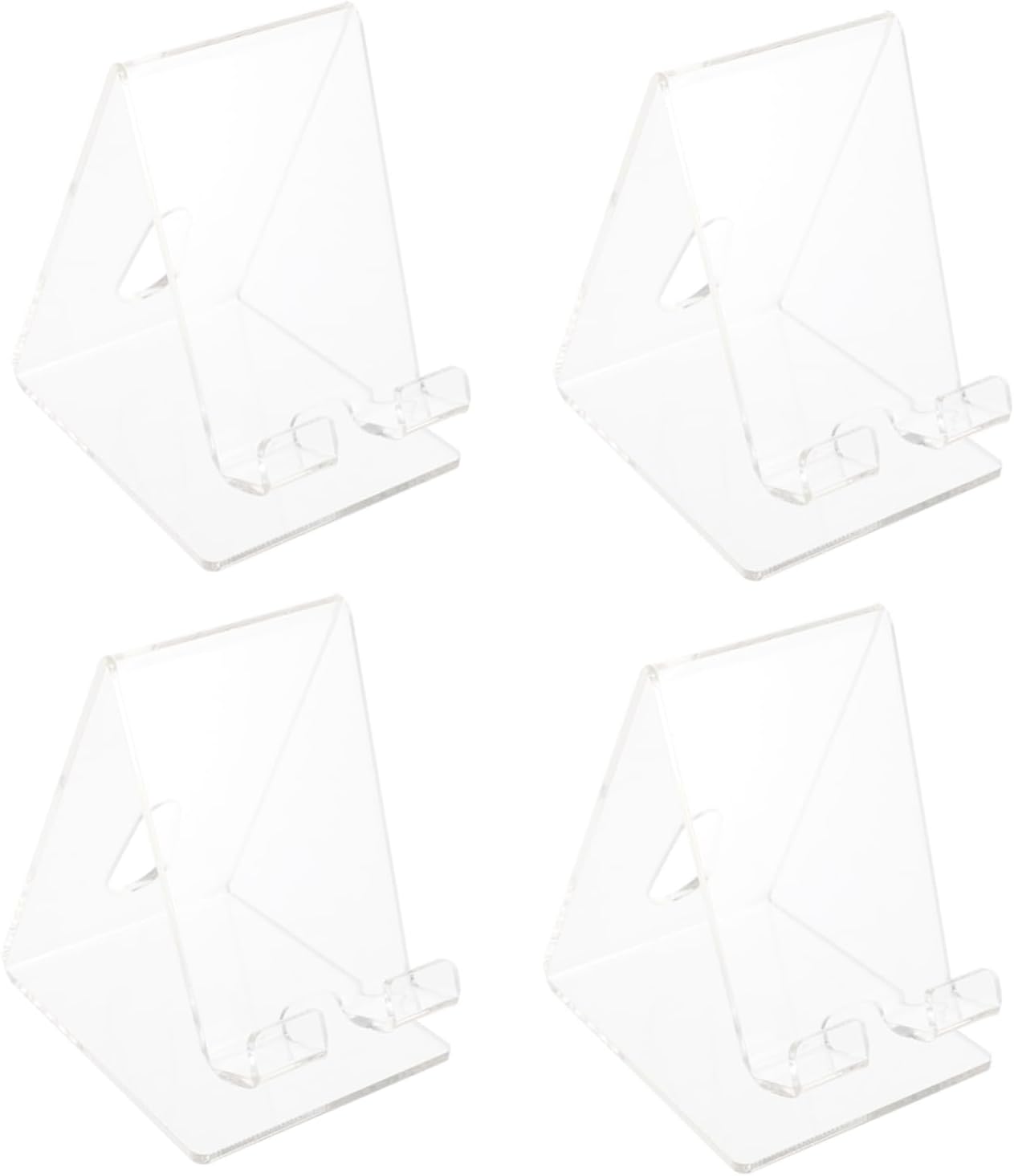 4pcs Clear Acrylic Mobile Phone Display Stand Sturdy Cellphone Holder for Retail Show Shop Home Use Various Mobile Devices