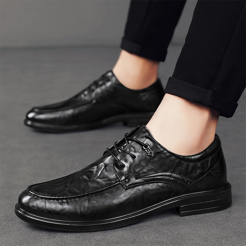 Classic Business Dress Leather Shoes, Mens Waterproof Dress Shoes, Black Mens Leather Oxford Shoes, Comfortable Lace-up Versatile Loafers2