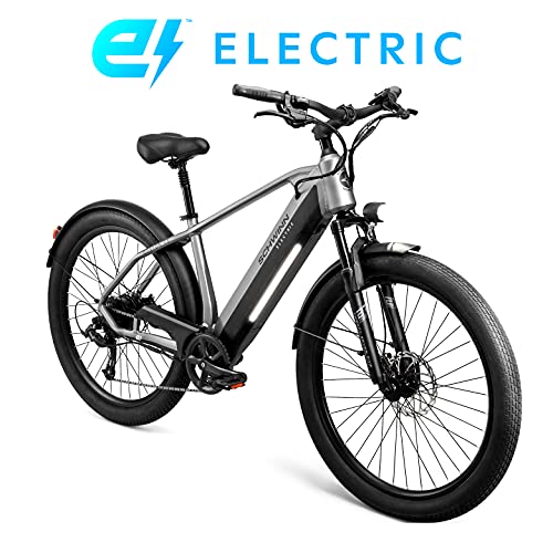 Schwinn Coston Ce Adult Electric Hybrid Bike, Small/Medium Step-Over Frame, 7-Speed, 27.5 Inch Wheels, 20-Inch Aluminum Frame, Matte Charcoal #TOP6