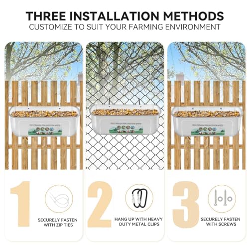 JINNAGLTU Comedouro de galinha para cabra com clipe para pendurar cerca alimentadora de aves, recipi