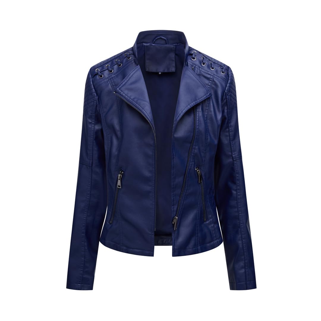 Giacca In Pelle PU Autunnale Cappotto Corto Da Donna Manica Lunga Colletto Alla Coreana Giacca In Ecopelle Con Cerniera