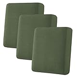 H.VERSAILTEX Super Stretch Individual Seat Cushion Covers Sofa Covers Couch Slipcover Sets Thick Jacquard Textured Twill Fabric (3 Piece Sofa Cushion Covers, Bronze Green)