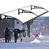 Vordach Haustür Überdachung Polycarbonat Platte Gewölbt Türvordach Dachterrasse Pultvordach Regen-Schnee-Schutz Aluminiumhalterung Zum Draußen Balkon, transparent, Anpassbar