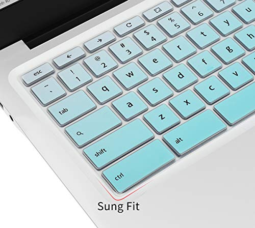 Casebuy Premium Keyboard Cover For Asus Chromebook Flip C433 C434 2 In 1 14" Laptop, Chromebook C302Ca/C423Na/C425Ta/C433Ta/C434Ta-Dh342T Dsm4T Ds384T C523Na Keyboard Skin, Ombre Mint #TOP2