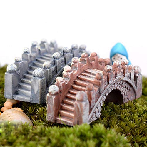 Sytauuan Miniature Ornaments,2 Pcs Retro Arch Bridge Fish Tank Aquarium Micro Landscape - Random Color