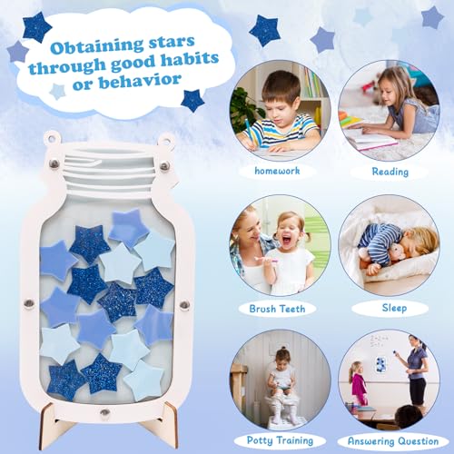 Reward Incentive Jar, Anglecai Stars Incentive Jar for Classroom Magnetic Reward Behavior Chart for People Responsibility Can Behavior Management Tool (Blue)