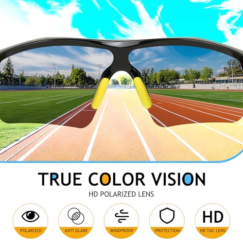 Image of FEISEDY Kids Polarized Sports Sunglasses, TR90 UV400 Baseball Cycling