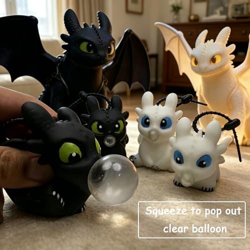 Image of 2-Piece Dragon Keychain Set with LED Glow Light, Luminous Cartoon Figure Keychains for Car & Bike Keys, Cute Dashboard Decor Toys, Glowing Pendant Charms for Kids & Gift Giving