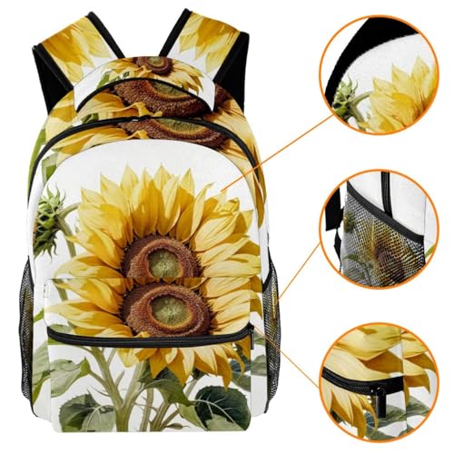 Sac à dos tournesol multicolore léger avec compartiment principal et poche avant - 3