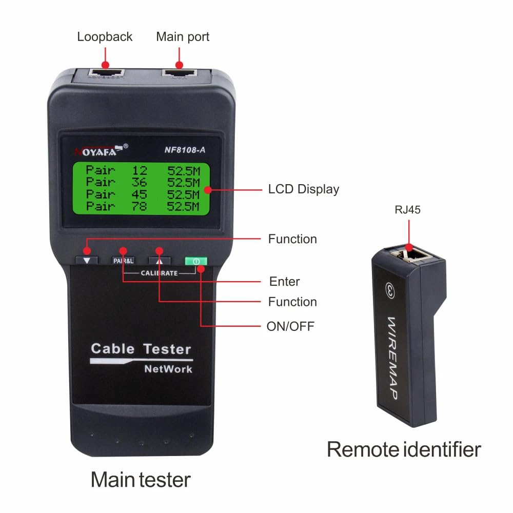 NOYAFA NF-8108-A Main Tester and Remote Identifier with labeled components