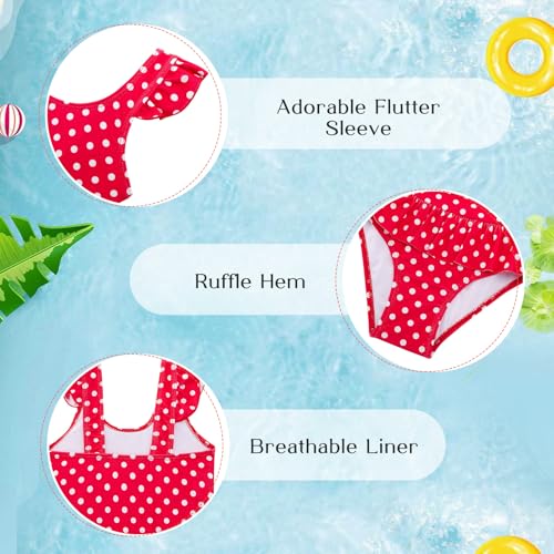 Image of Vieille Toddler Little Girls One Piece Swimsuits Ruffles Bathing Suits Mermaid Dinosaur Swimwear 2-7T
