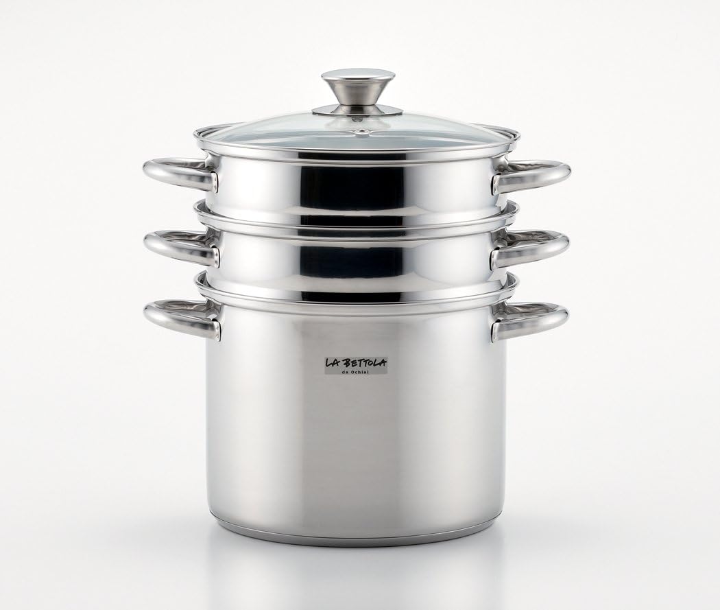 Tamahashi LB-177 Ochiai Steam & Pasta Pot Compatible with IH200V, 7.9 inches (20 cm), Silver