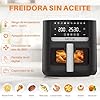 OKYUK Friggitrice ad aria 6L - Air Fryer, senza olio con interno in metallo, friggitrice ad aria calda, 8 programmi, display digitale a LED, timer, facile da usare, 80-200 °C