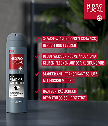 Hidrofugal Men Stark & anti-vlekken spray (150 ml), sterke deodorant spray tegen zweet, geur en vlekken, anti… - Image 3