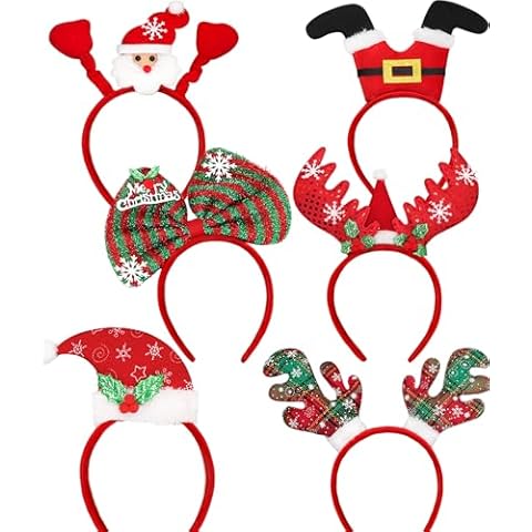 6pcs Christmas Headbands for Adults Bulk,Christmas Headwear Quality Felt Head Topper for Christmas Parties Favors Supplies,Holiday Headbands,6 Designs Santa Hat Christmas Hairband,Christmas Headband Cover