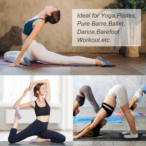 Yoga Sock Pilate Socks, 4 Pairs Non-Slip Grip Socks for Women, Perfect for US 7-104
