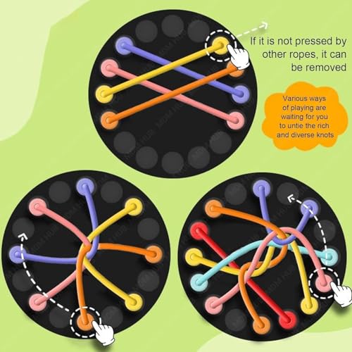 Image of Rope Untangling Puzzle Game, Educational Strategy Board Game for Kids & Adults, Family Travel Party Games with Multi-Level Challenges, Gifts for All Ages