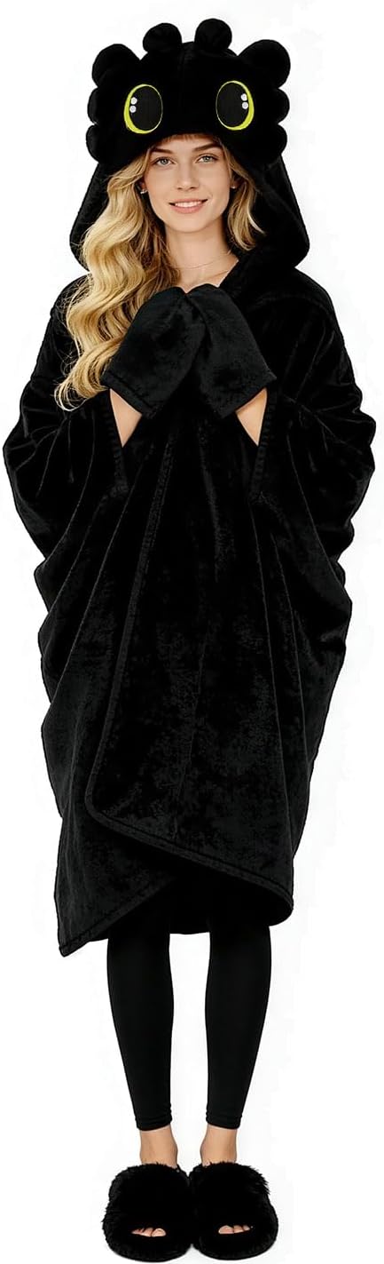 Wearable Blanket Hoodie for Adults,Animal Costume with Sherpa Hoodie,Warm Cozy Plush Flannel Animal Gifts for Women