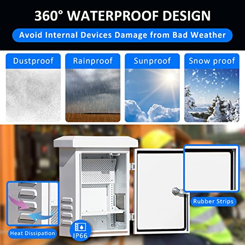 Outdoor Enclosure Vented Electrical Box - 11.8*15.7*5.9 Nema 4X Universal Weatherproof Box,Outdoor Stainless Steel Junction Box,With Removable Mounting Plate,Steel Box Wall Hanging + Pole(30*40*15Cm) #TOP2