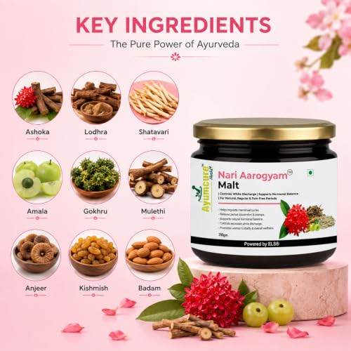 Image of Ayumcure Nari Aarogyam Malt 200g | White Discharge (Leukorrhea) & PCOS Relief | Balances Hormones, Regulates Periods, Eases Cramps | Boosts Women's Energy & Vitality | 100% Ayurvedic