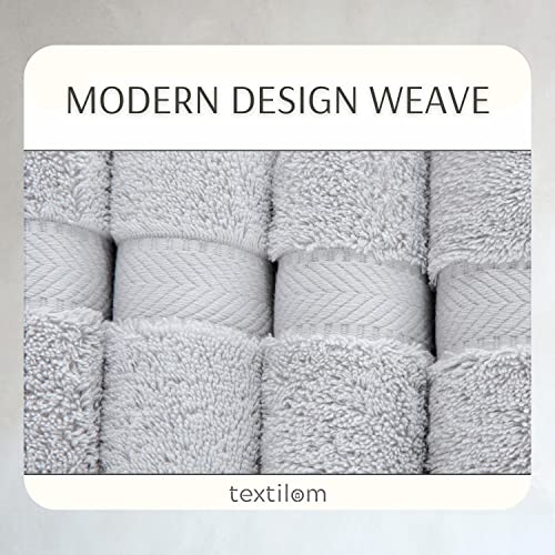 Textilom 100% Turkish Cotton 4 Pcs Hand Towel Set, Luxury Hand Towels For Bathroom, Soft & Absorbent Bathroom Hand Towels Set (16 X 28 Inches)- Light Grey #TOP4