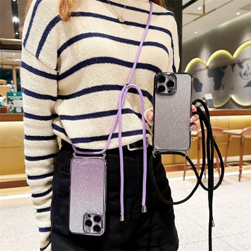 Coque iPhone 15 cordon finies les chutes avec le silicone violet antichoc