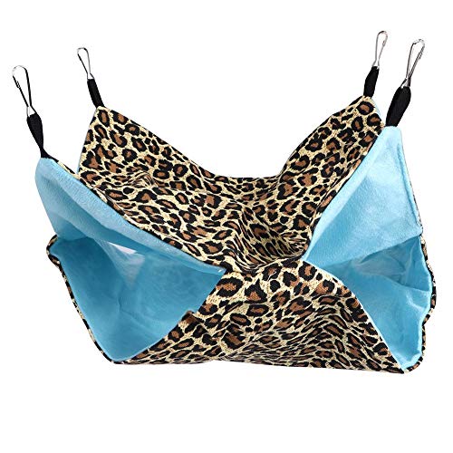 Dubbellaagse can cavia hangmat, hangmatten voor kleine huisdieren hangbed slaapzak voor hamster, cavia, chinchilla, fret, papegaai(Luipaard) - Image 5