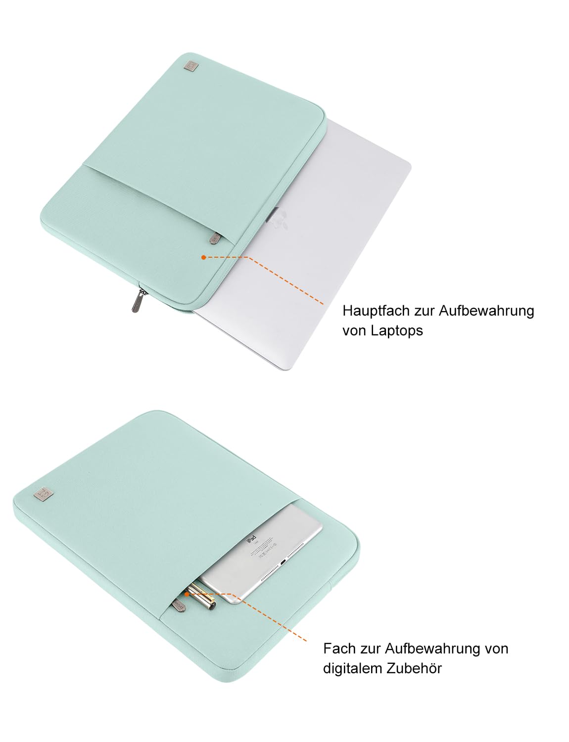 DOMISO Housse Ordinateur 17 Pouces Imperméable Sacoche Protection PC Portable Menthe Verte