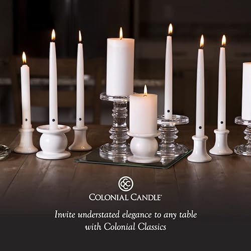 Vista 5 de Colonial Candle Unscented Taper Candle, Handipt Collection, Green, 10 in, Pack of 6 Candlesticks - Up to 8 Hours Burn
