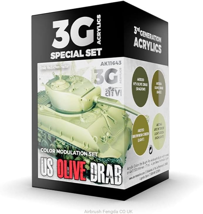 AK Acrylics 3Gen AVF Set AK11643 Modulation US Olive DRAB 3G (4x17ml)