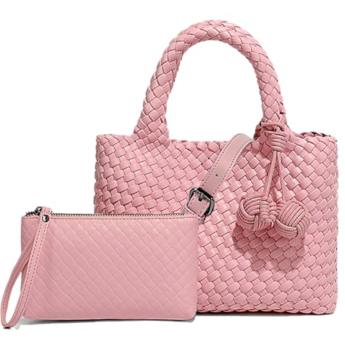 Image of Woven Tote Bag for Women with Coin Purse, Foldable Chain Small Crossbody Handbags, Fashion Shoulder Bag, Hobo Satchel