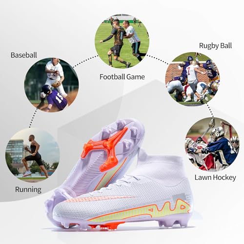 Yidum Football Cleats Men, Indoor Outdoor High Top Soccer Shoes Lightweight Shock Resistant Training Boots Breathable Professional Turf Shoes Sport Athletic Ground Football Boots Fg Soccer Cleats For Men thumb #11