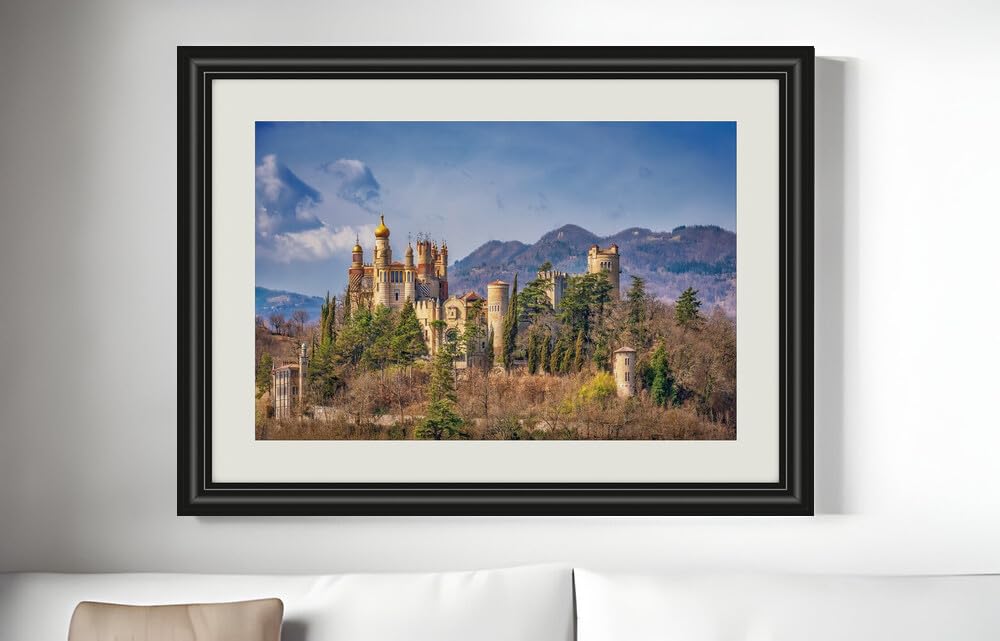 JZZF02149 Castles Italy Rocchetta Mattei Castle Grizzana| Self-Adhesive Painting | Frameless