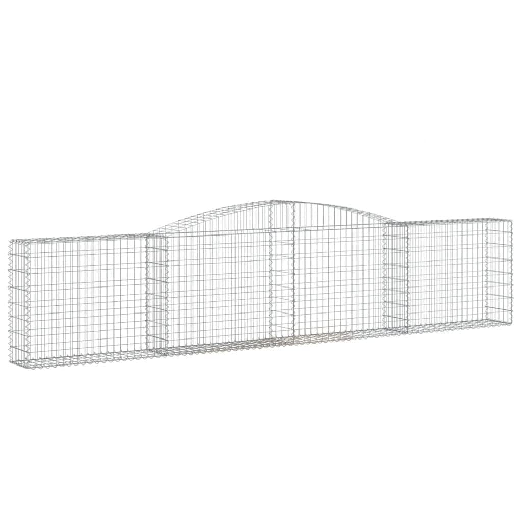Gaviones con arco alto, 5 unidades, 400 x 30 x 80/100 cm, hierro galvanizado, barrera de jardín, protección acústica