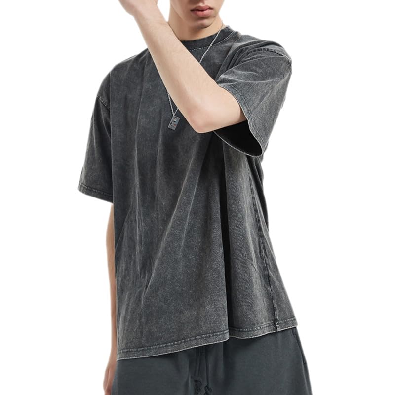Cotton Tshirts 6 Pack:Oversized Crew T-Shirts Short Sleeve Vintage Tees Mix Colors Basic Tops for Men Women2