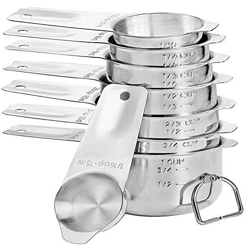 Dotinghux 8 Pcs Stainless Steel Measuring Cups Set, Kitchen Measuring Cup For Cooking And Baking #TOP6