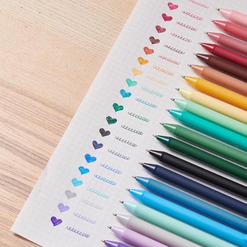 Image of KACO 20 Color Ink Retractable Gel Pens 0.5mm Fine Point, 20 Pieces (20 Multicolor-Version1)