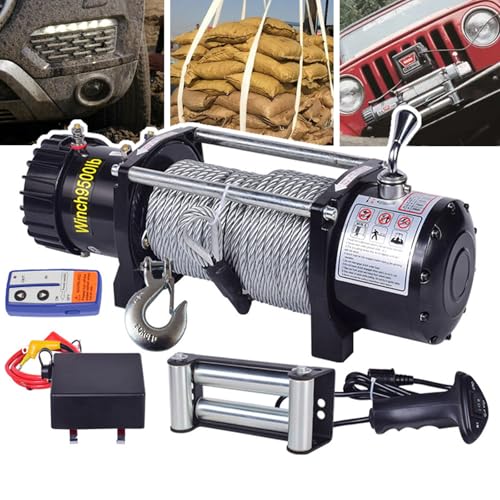 JMbpkduHs Treuil Hydraulique De 9 500 à 20 000 LB avec Câble en Acier Robuste De 24 M, Engrenage Planétaire à 2 étages pour Véhicule Tout-Terrain, Bateau, ATV, SUV,12v-9500lbs