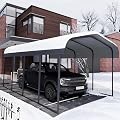 Chilihom Car Port Metal Carport 12 ×20 FT Heavy Duty Carport Kit, Metal Garage Carport Canopy with Galvanized Steel Frame and Roof, Car Tent Shelter Outdoor Storage Shed for Boats and Truck, Charcoal