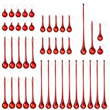 LONGWIN 40pcs Red Crystal Glass Teardrop Ornaments for Christmas Tree, Chandelier Crystals Replacement Parts, 4 Styles Xmas Raindrop Centerpiece Decor